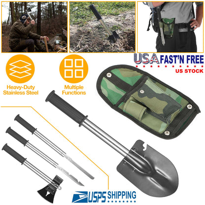 6-in-1 Multi-Tool Survival Kit with Shovel, Axe, Knife & Saw