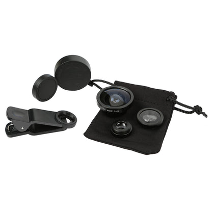 3-in-1 Clip-On Phone Camera Lens Kit with Fisheye, Wide & Macro