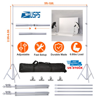Backdrop Stand 6.5x10ft Adjustable Photography Support System