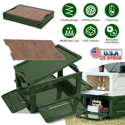 Collapsible Storage Bin with Wheels & Cutting Board Lid - 41QT