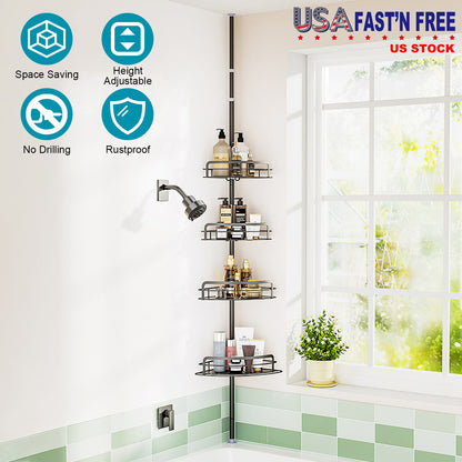 Corner Shower Caddy with 4 Adjustable Shelves