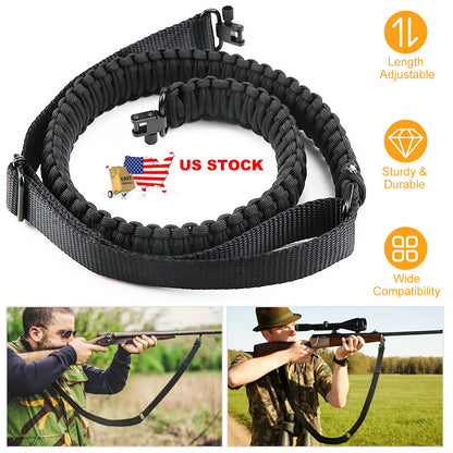 Adjustable Tactical Paracord Rifle Sling with Dual Swivels