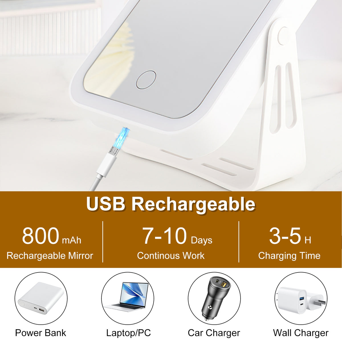 Rechargeable 10X Mirror with Lights