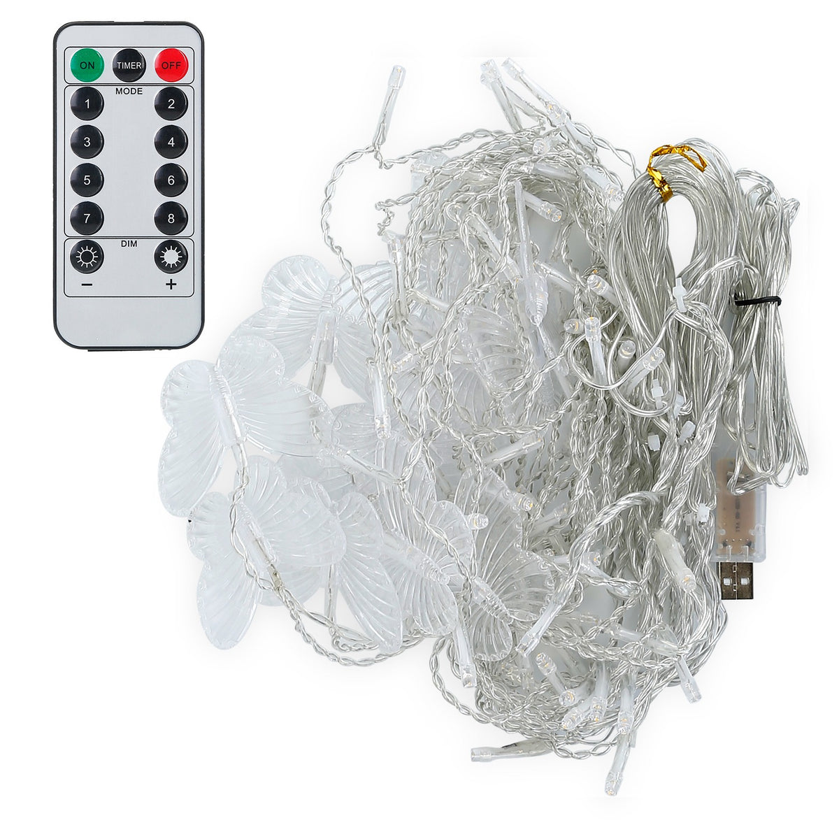 Butterfly Curtain String Lights with Remote - 96 LED, 11.5ft