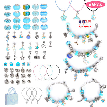 66-Piece Kids' DIY Charm Bracelet Kit