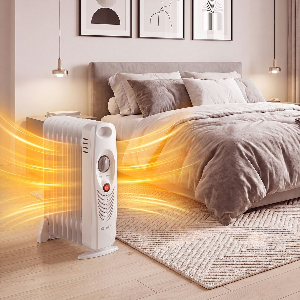 700 W Portable Mini Electric Oil-Filled Radiator Heater-White
