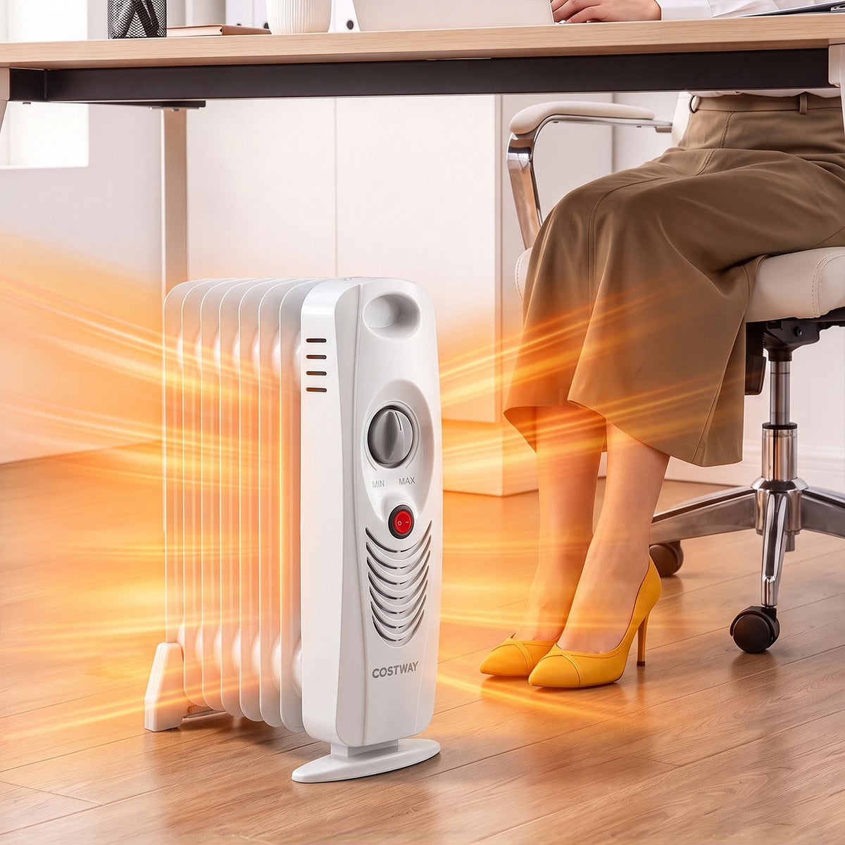700 W Portable Mini Electric Oil-Filled Radiator Heater-White