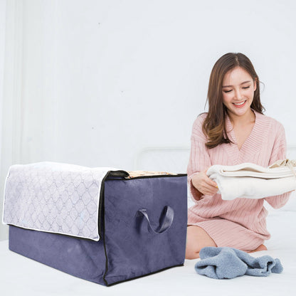2Pcs Clothes Storage Bag 90L Large Capacity Foldable Closet Organizer w/ Thick Fabric Clear Window Dual-Zipper for Clothes Comforters Blankets Bedding