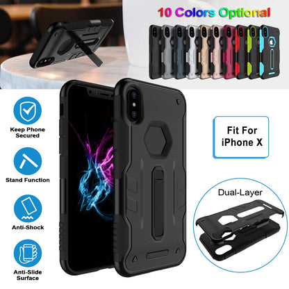 iPhone X Rugged Case with Kickstand - Dual Layer Protection