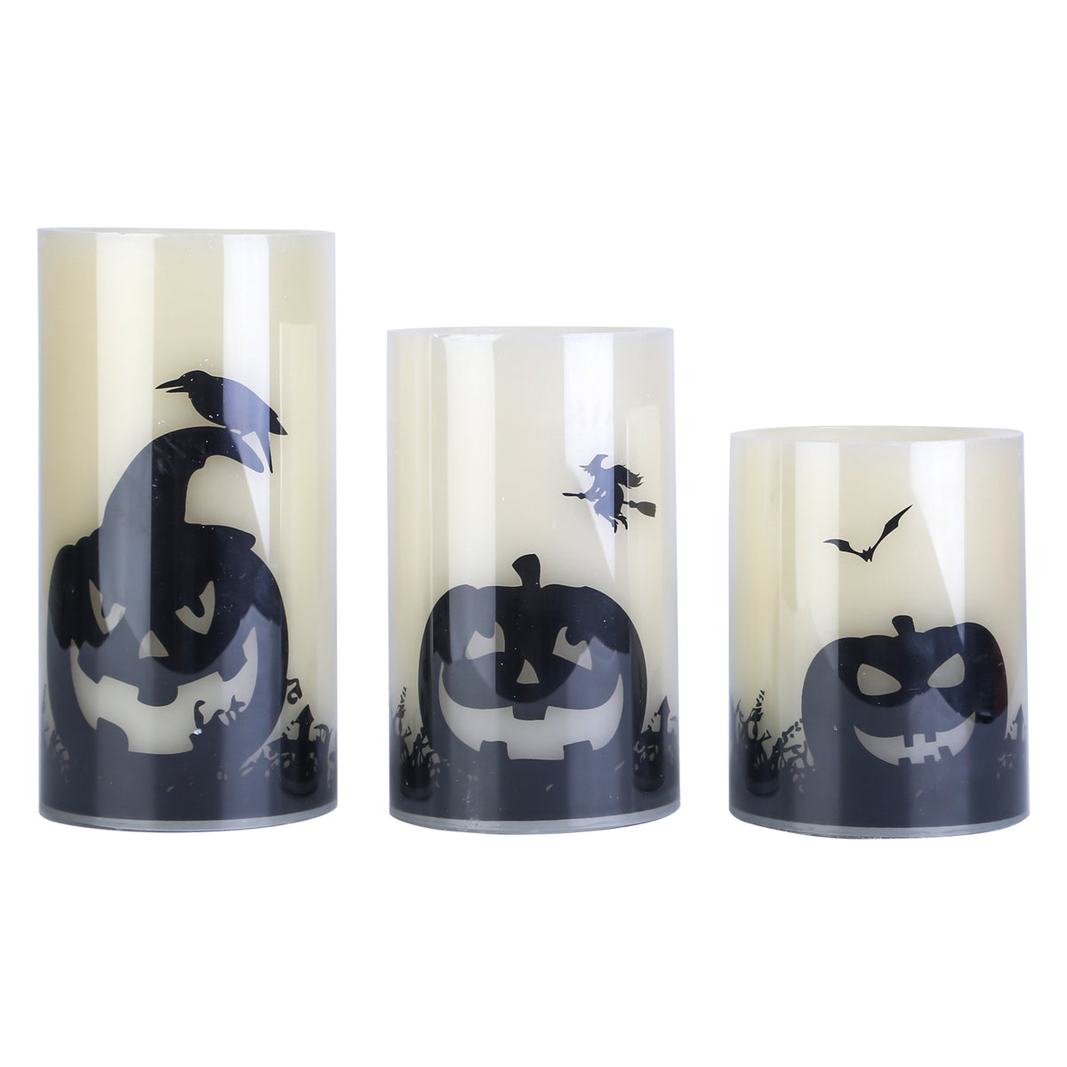 Flameless Halloween Candles with Timer - 3 Pack LED Battery Operated
