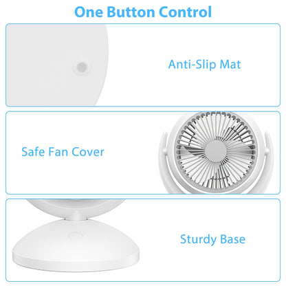 Rechargeable Desk Fan with 4 Speeds and Auto Oscillation