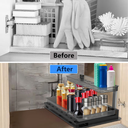2-Tier Pull Out Under Sink Organizer with Sliding Drawer
