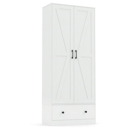 72 Inch Tall Kitchen Pantry Cabinet Farmhouse Wooden Cupboard with 2 Doors