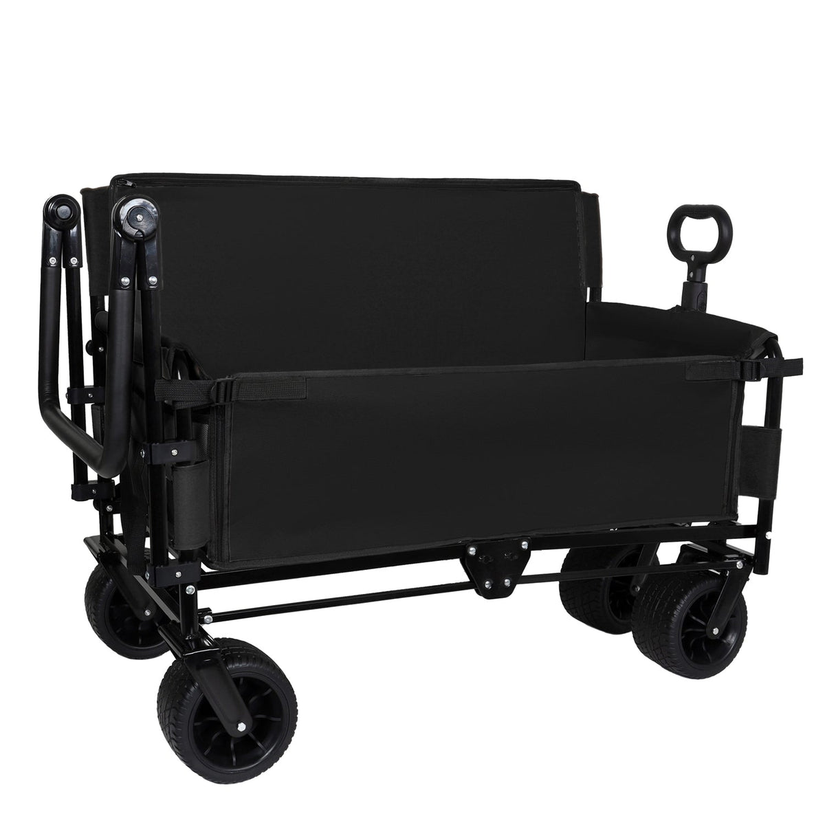 Folding Wagon Cart with Bench Seat & Canopy, 500lbs Capacity