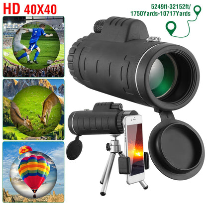 40x40 Monocular Telescope with Phone Adapter and Tripod