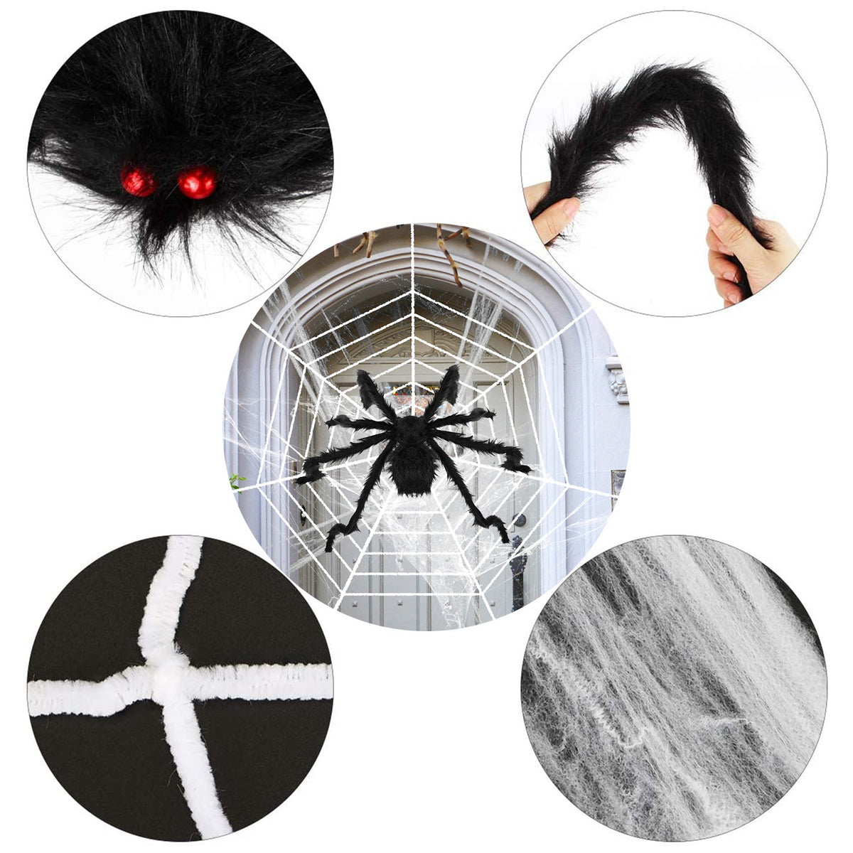 Giant Halloween Spider Decoration with 126" Spider Web Set