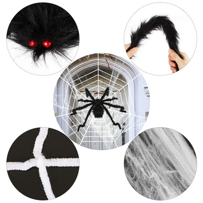 Giant Halloween Spider Decoration with 126" Spider Web Set
