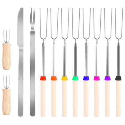 Extendable Marshmallow Roasting Sticks Set - 12 Piece