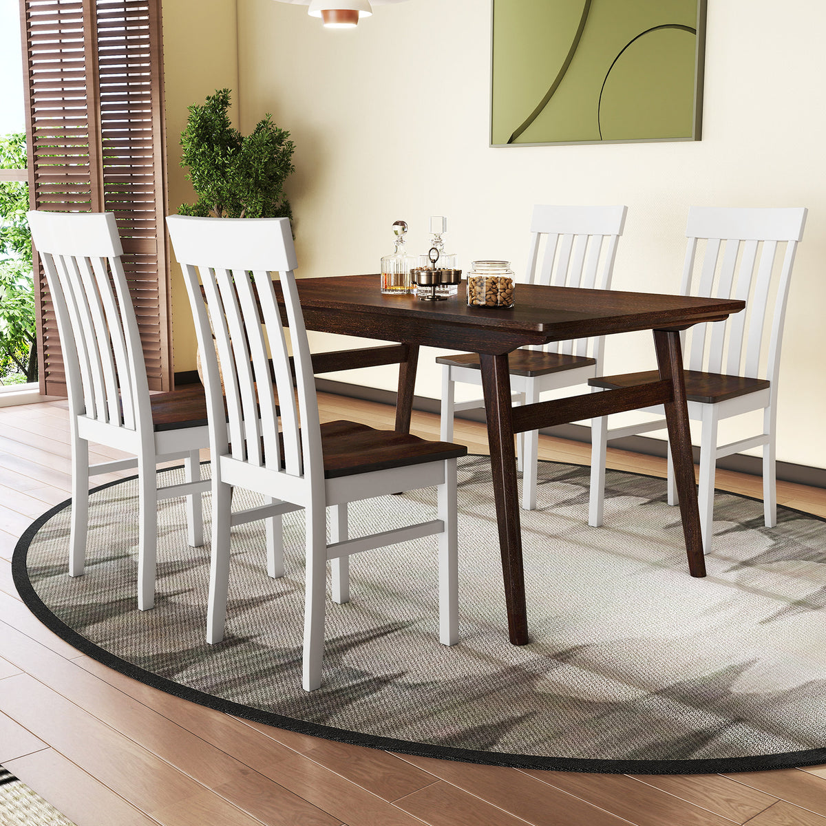 Dining Chairs with Slatted High Backrest, Set of 2
