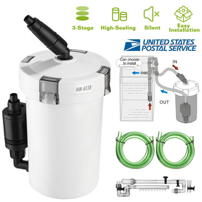 External Canister Filter for 28 Gallon Aquarium - 105 GPH