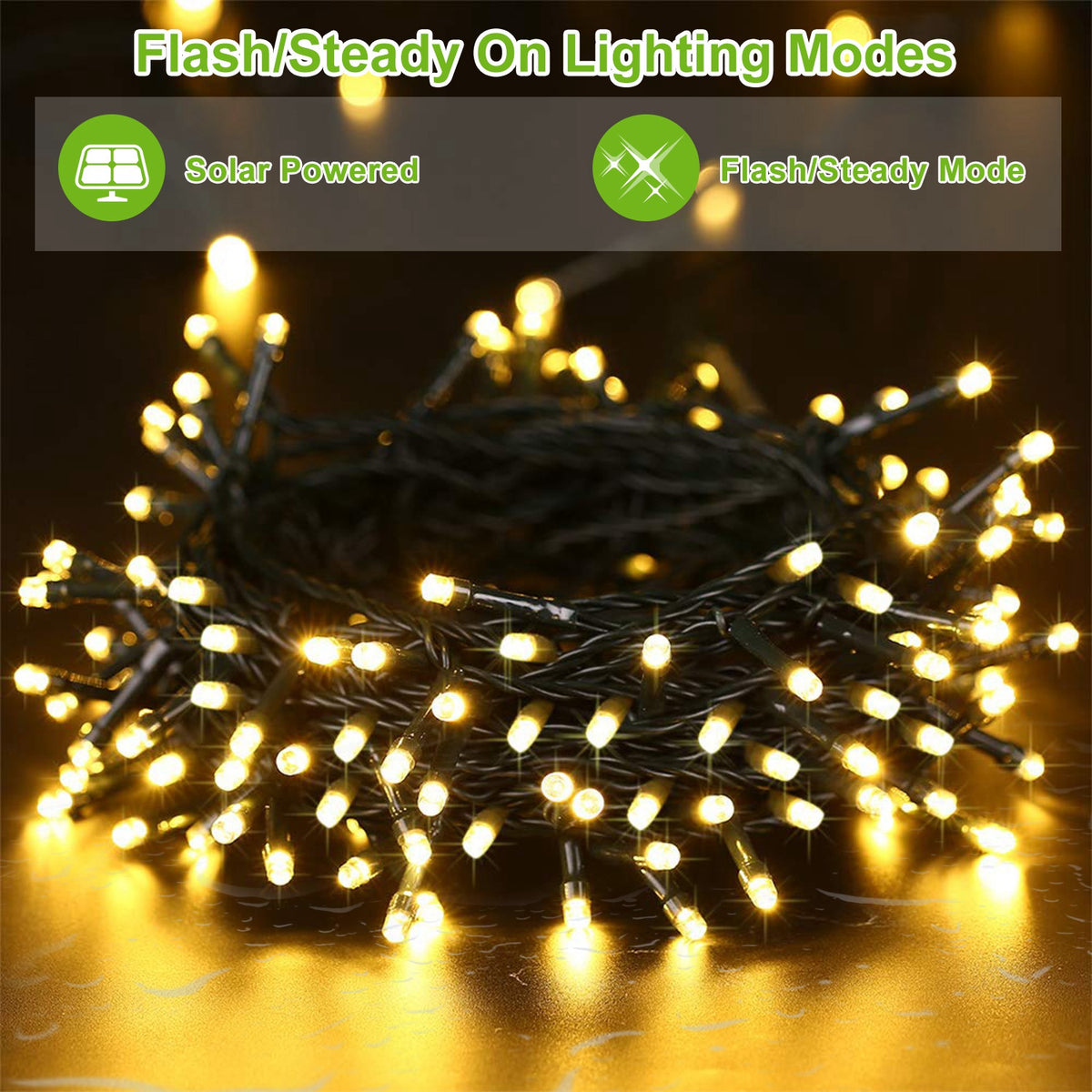 Solar String Lights 100 LED 40ft Outdoor Waterproof Fairy Lights