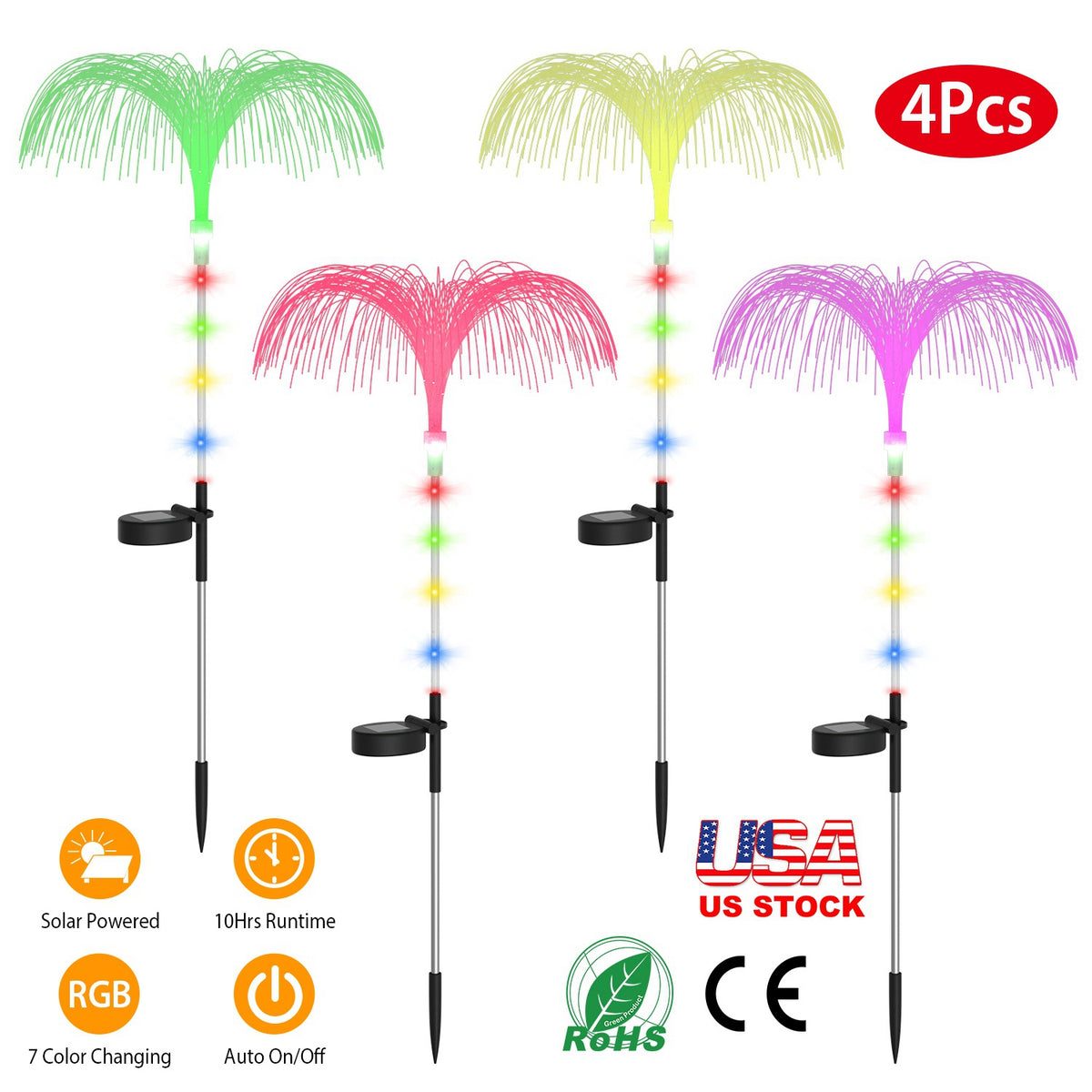 Solar Jellyfish Garden Lights 4-Pack with Color Changing LEDs