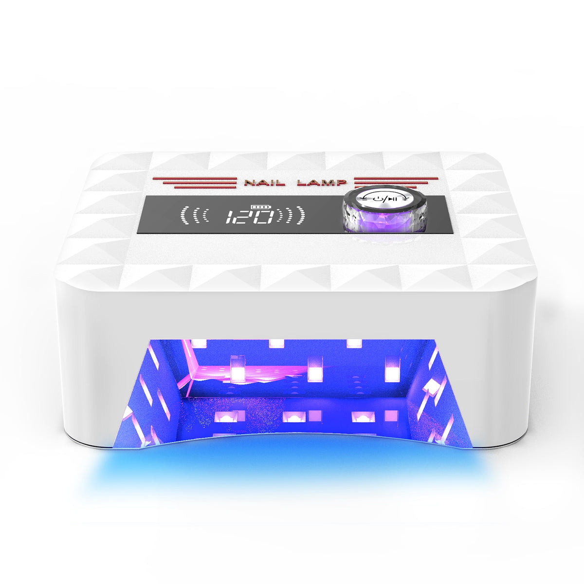 120W Cordless UV Nail Lamp Rechargeable Gel Curing Lamp Gel Polish Light Nail Dryer with LED Display 1-120S Timer Settings 30 LED Beads for Salon and