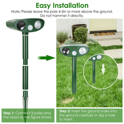 Solar Ultrasonic Animal Repeller with Motion Sensor & LED Light