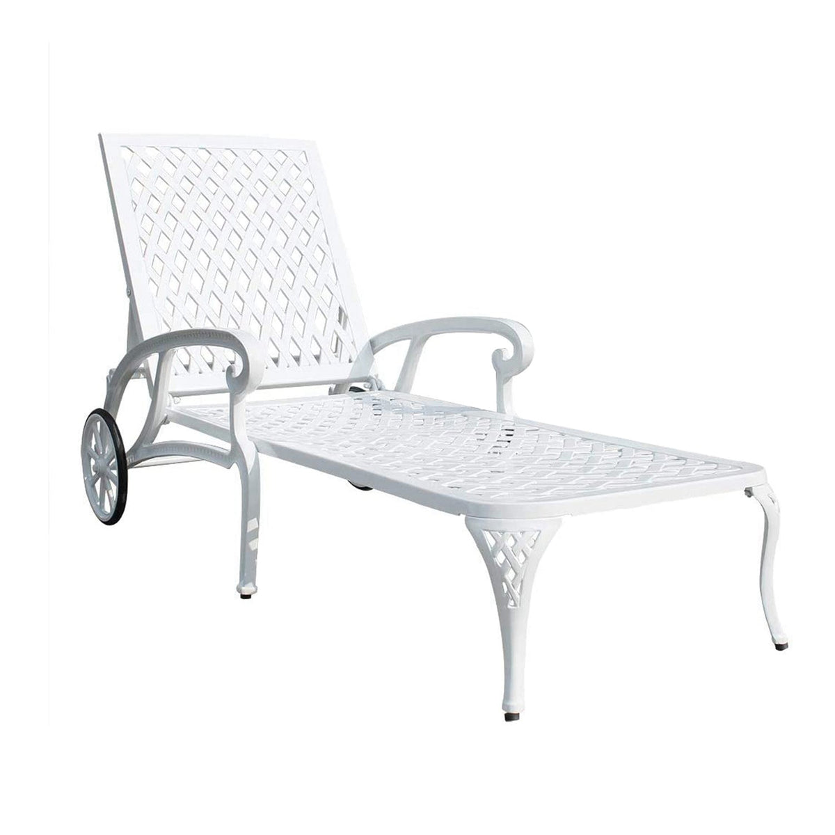 Aluminum Lounge Chair with Wheels & 3-Position Reclining Backrest