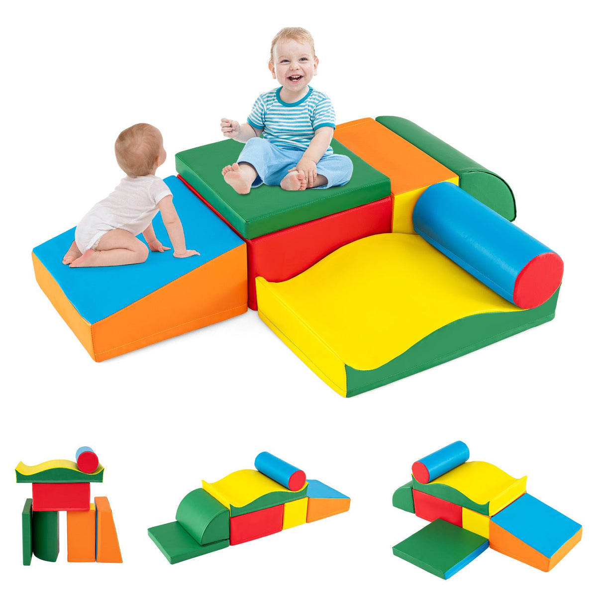 7 Pieces Toddlers Climbing Toys with EPE Foam and Removable PU Leather