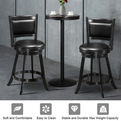 24-Inch Swivel Counter Stools with Upholstered Seat, Set of 2