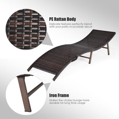 Folding Patio Chaise Lounge Chair Set of 2 with Cushions