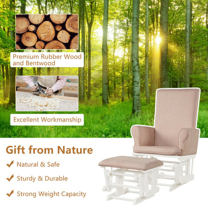 Nursery Glider Rocking Chair with Ottoman Cushion Set