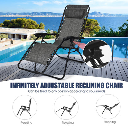 Zero Gravity Reclining Lounge Chairs with Table Set (3-Piece)