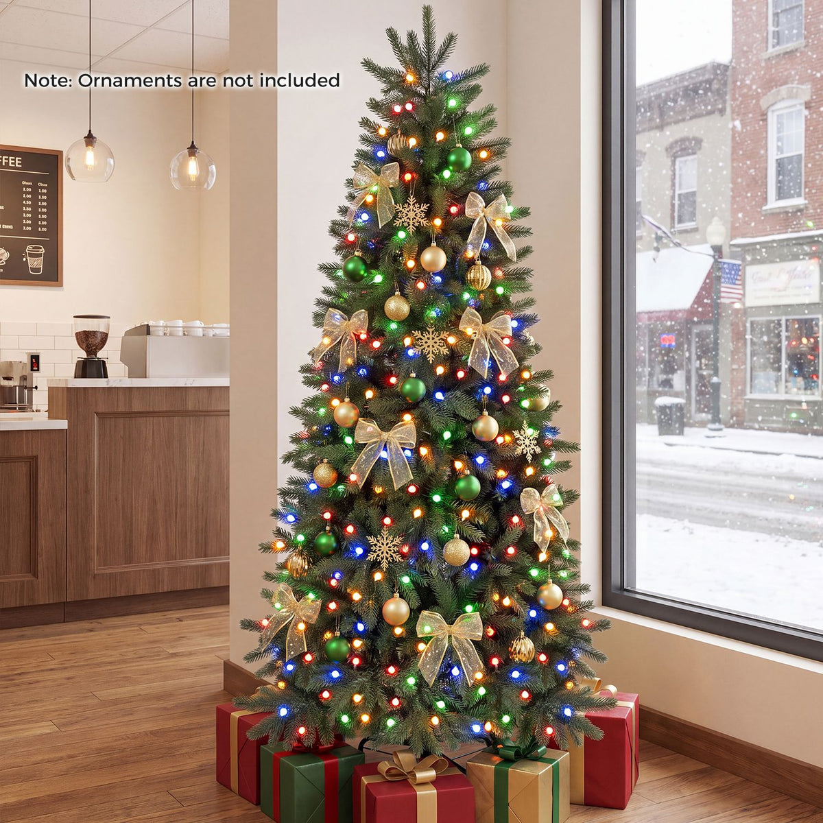 7.5/7/6 ft Christmas Tree 11 Lighting Modes Hinged Pre-Lit Artificial Fir Xmas Tree