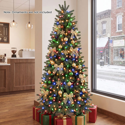 7.5/7/6 ft Christmas Tree 11 Lighting Modes Hinged Pre-Lit Artificial Fir Xmas Tree