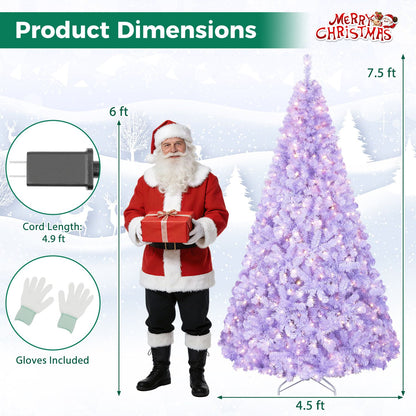 6 FT Light Purple Pre-Lit Peacock Blue Christmas Tree with 250 Warm White LED Lights