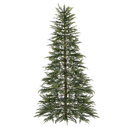 7.5 Feet Artificial Christmas Tree with Branch Tips and Colorful LED Lights