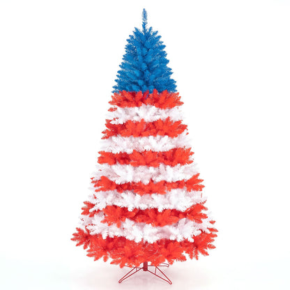7.5 Feet Artificial Christmas Tree with Warm White LED Lights