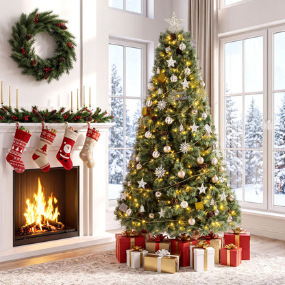 6 Artificial Christmas Tree Hinged Fully-Decorated with 238/360/524 Blossom Pine Needles