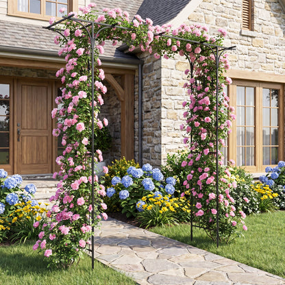 7 FT Garden Arch Arbor with Flat Top Design for Climbing Plants