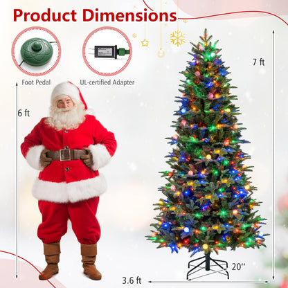 8 FT Pre-Lit Artificial Christmas Tree with Globe LED Lights