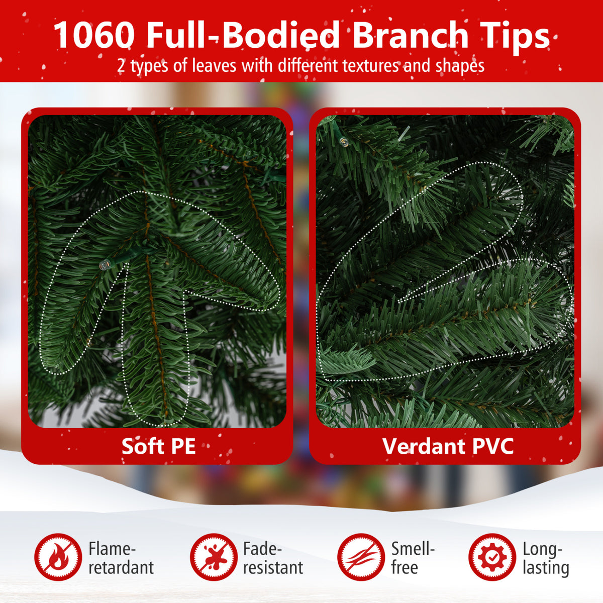 8 FT Pre-Lit Artificial Christmas Tree with Globe LED Lights