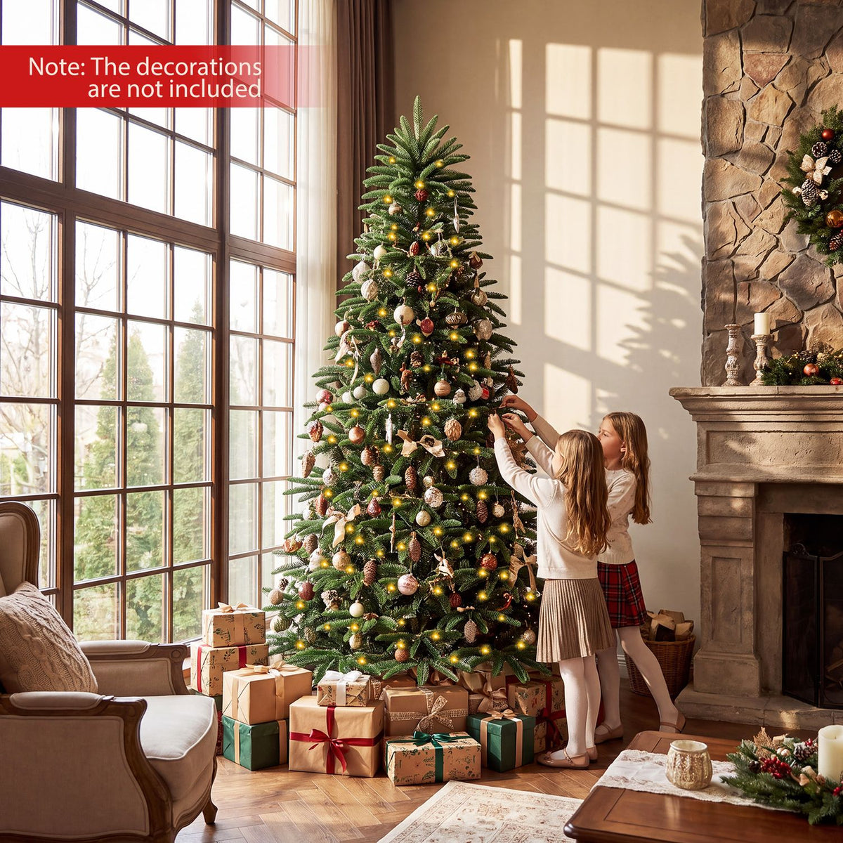6 FT Pre-Lit Artificial Christmas Tree with 3 Gift Boxes and 780 Lush Branch Tips