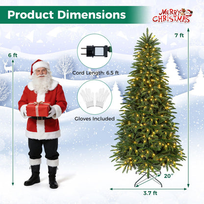 6 FT Pre-Lit Artificial Christmas Tree with 3 Gift Boxes and 780 Lush Branch Tips