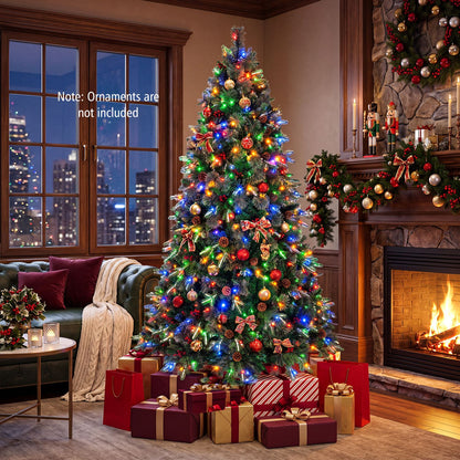 6 FT Pre-Lit Artificial Christmas Tree with Dual-Color LED Lights and 9 Modes