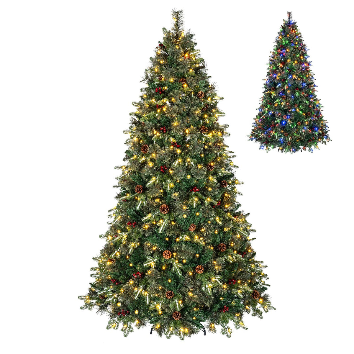 6 FT Pre-Lit Artificial Christmas Tree with Dual-Color LED Lights and 9 Modes