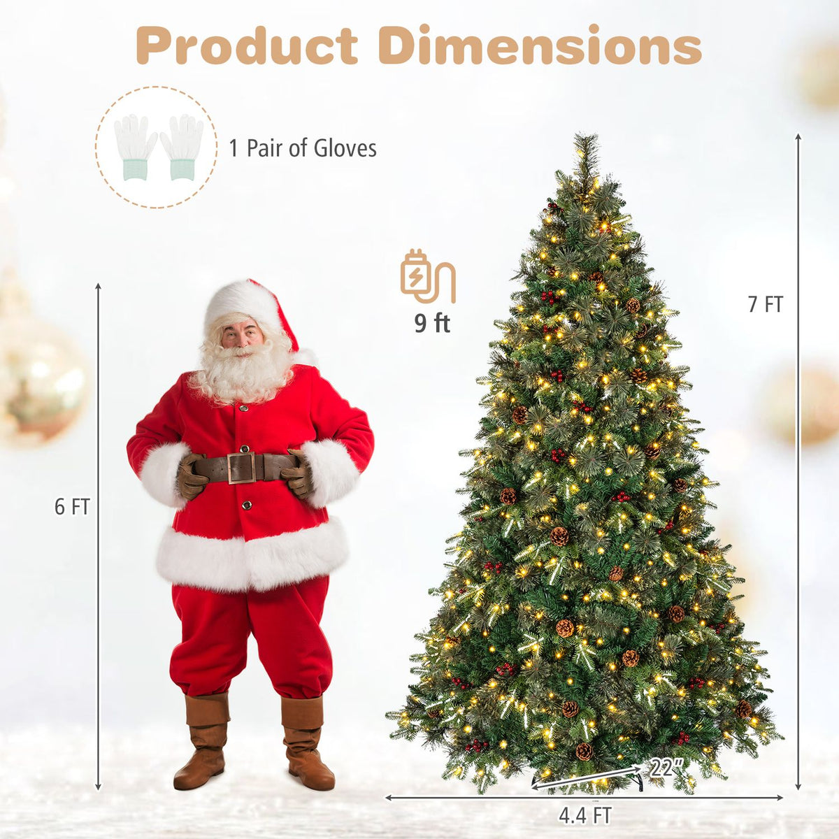 6 FT Pre-Lit Artificial Christmas Tree with Dual-Color LED Lights and 9 Modes