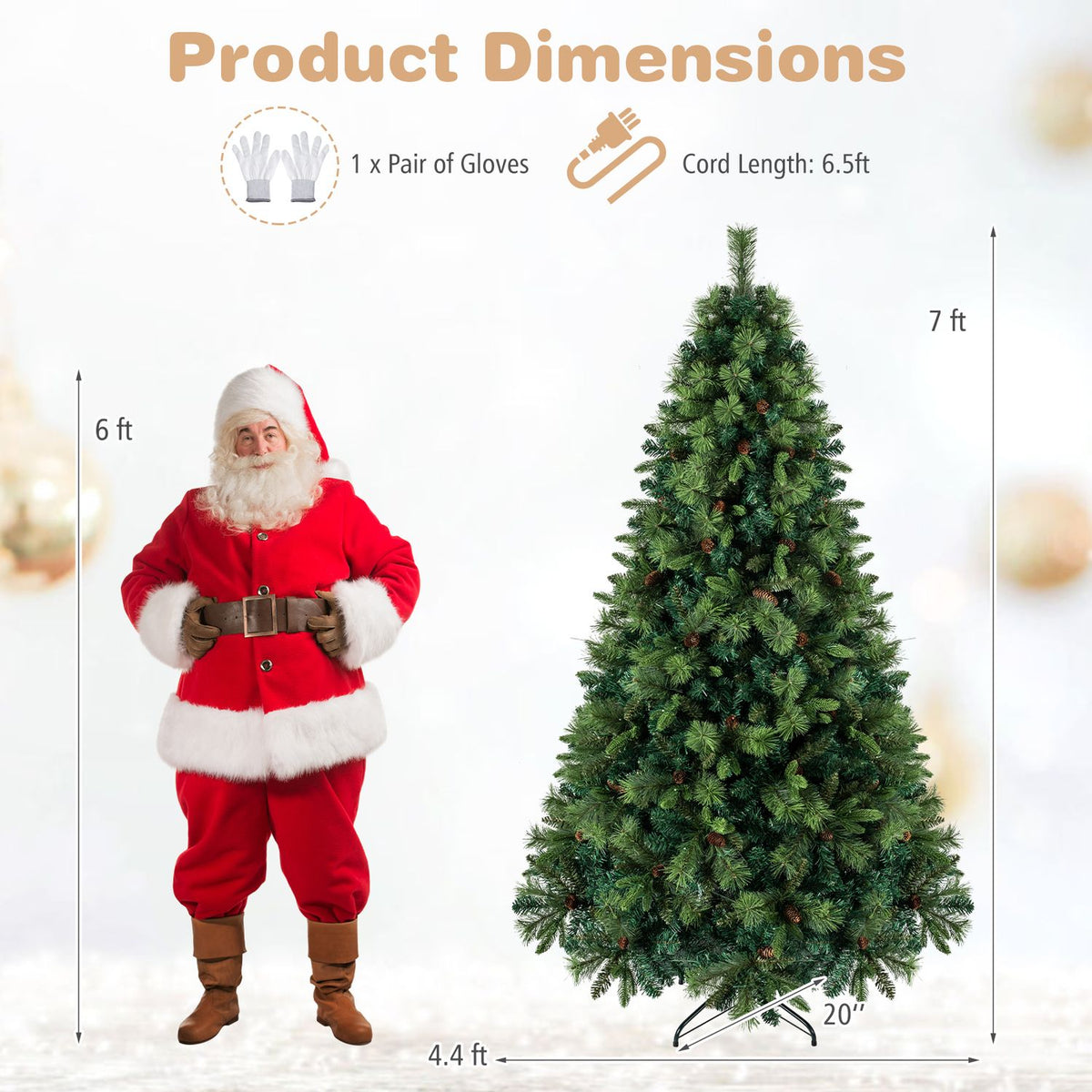 8 FT Pre-Lit Artificial Christmas Tree with 310/400/515 Warm White LED Lights and 8