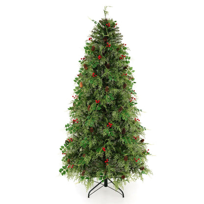 6 FT Pre-Lit Artificial Christmas Tree with Warm White and Multicolor LED Lights for Indoor